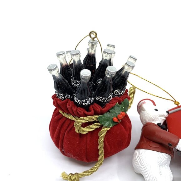 Lot of 3 Coca-Cola Christmas Ornaments Snowman Bag of Coke Polar Bear Penguin - Picture 2 of 13